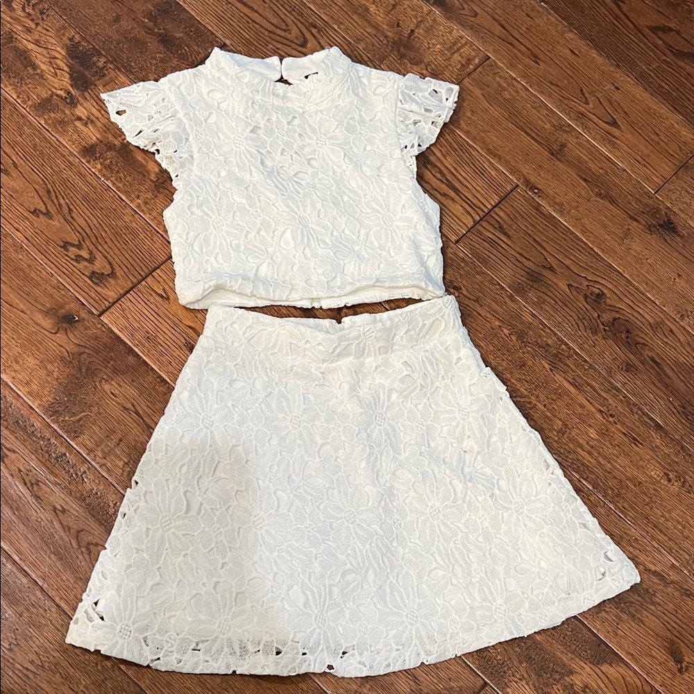 White Lace Two-Piece Set miss behave Sz 10
